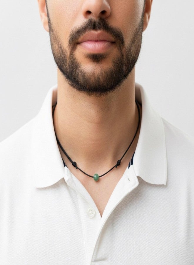 Luck Strings قلادة "لوك سترينغز" المزينة بالخرز للرجال والنساء - قلادة بسيطة، أنيقة، خفيفة الوزن وقابلة للتعديل (أفينتورين أخضر) - Image 2